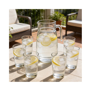 Set 7 Piezas Glassgow Doral Jarra de Vidrio 1,3 L + 6 Vasos 210 ml