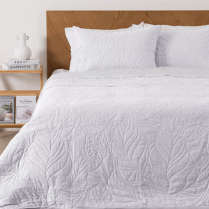 Cubrecama Quilt Portugal 2 Plazas Blanco con Fundas Mashini