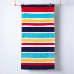 Toalla de Playa Algodón con Bolso 70 x 150 cm Rayas Mashini