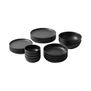 Set Vajilla 18 Piezas Cerámica con Ensaladeras Porto Cervo Negro Doral