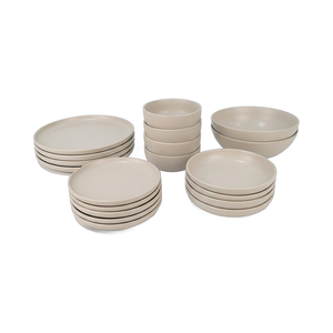 Set Vajilla 18 Piezas Cerámica con Ensaladeras Porto Cervo Crema Doral