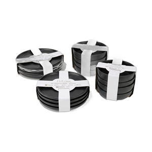 Set Vajilla 16 Piezas Platos Base y Hondos Porto Cervo Negro Doral