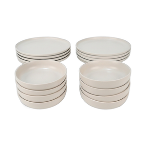 Set Vajilla 16 Piezas Platos Base y Hondos Porto Cervo Blanco Doral