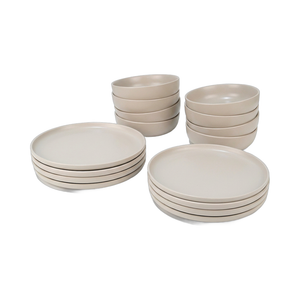 Set Vajilla 16 Piezas Platos Base y Hondos Porto Cervo Crema Doral
