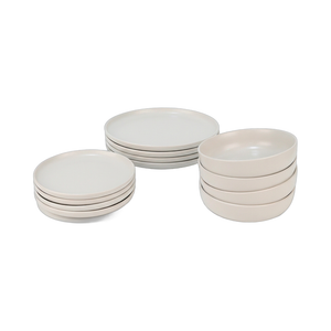 Set Vajilla 12 Piezas Platos Base, Pan y Hondos Porto Cervo Blanco Doral
