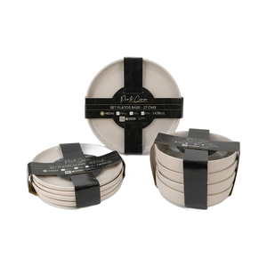 Set Vajilla 12 Piezas Platos Base, Pan y Hondos Porto Cervo Crema Doral