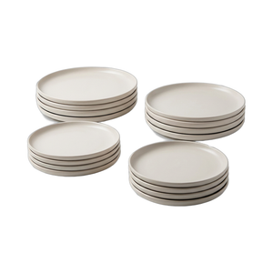Set Vajilla 16 Piezas Platos Base y Pan Porto Cervo Blanco Doral