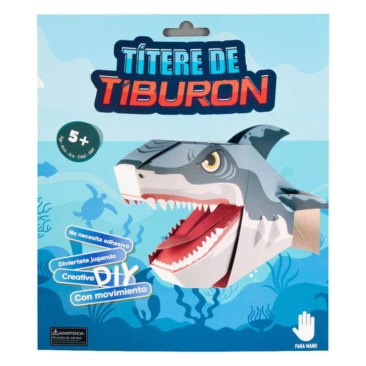Títere de Mano 3D Tiburón Para Armar
