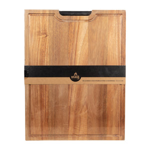 Combo Tabla de Asado Acacia 41,5 x 32 cm + 2 Copas Vino 440 ml