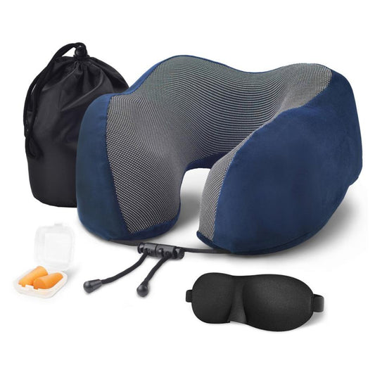 Kit Almohada Memory Foam, Antifaz y tapones para oidos