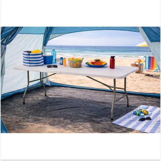 Mesa Portátil  Plegable Camping Catering 180m Blanca