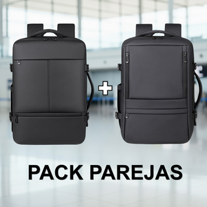 Combo 2 Mochilas Viaje T90 + T91 Impermeable XL 38L Navigator. Negras