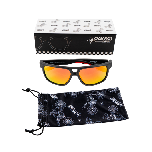 Lente De Sol Chaleco Storm Black Matte Rojo