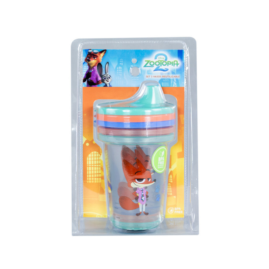 Set 3 Vasos Reusables Zootopia