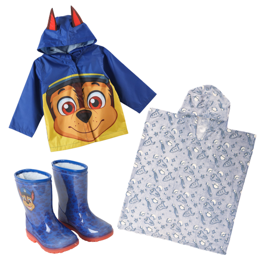 Combo Invierno Niños: Botas, Impermeable y Poncho