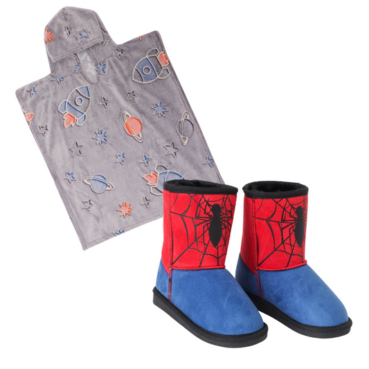 Combo Poncho Manta + Pantuflas para Niños