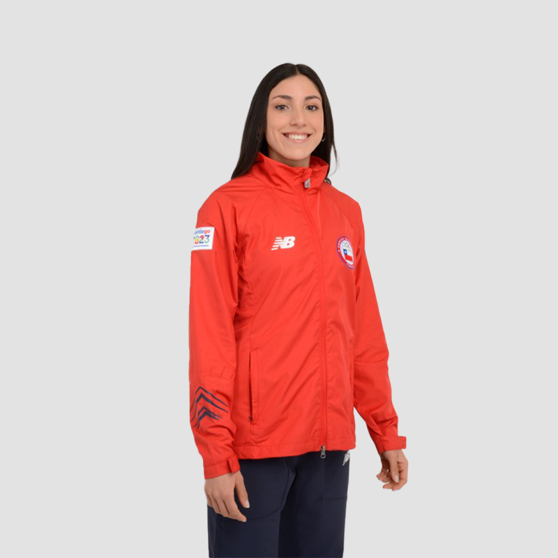 Chaqueta Mujer New Balance Team Chile Presentacion Roja Tienda Copec