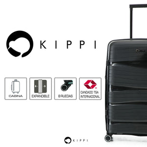 Combo 1 Maleta Cabina S + 1 Maleta M Wavy Negro Kippi