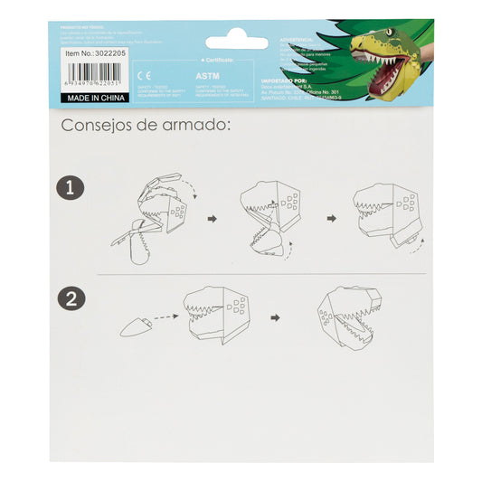 Títere De Mano 3D Dinosaurio Para Armar