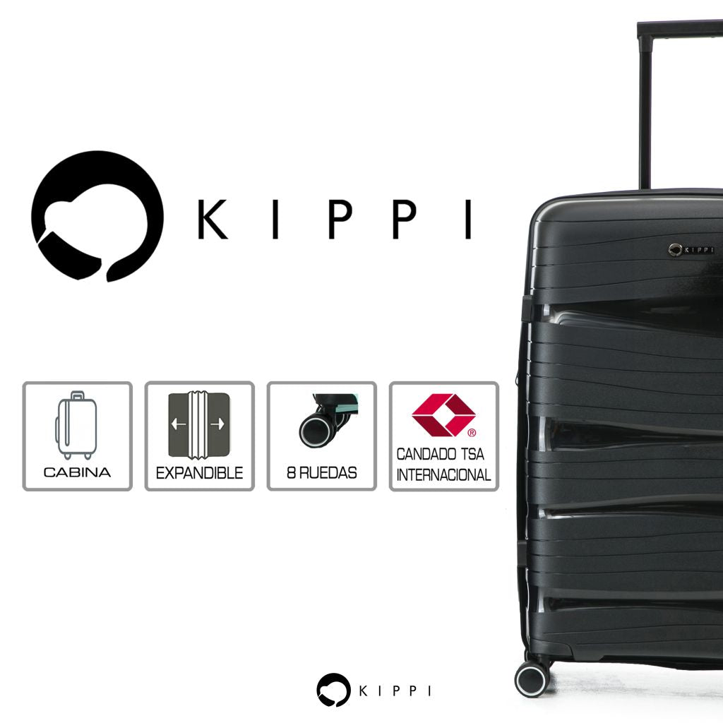Maleta Kippi (M) Rígida Ultra Resistente y Expandible Wavy Negro