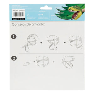 Combo 3 Títeres de Mano 3D Unicornio, Dinosaurio y Tiburón Para Armar