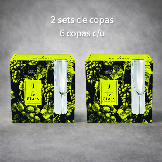 Combo 12 Copas de Vino Flauta Le Glass 180 ml Royal Leerdam