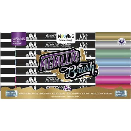 Estuche 8 Brush Doble Metalizados Premium