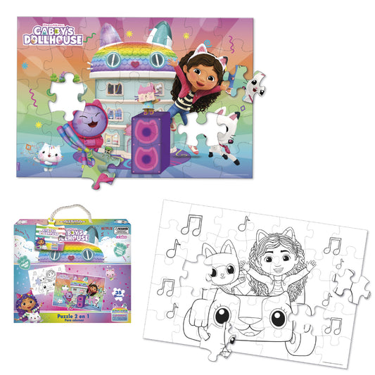 Puzzle 35 Piezas 2 En 1 Para Colorear