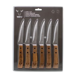 Combo Set Cuchillos Prm 6 Pcs Wayu + Pack Parrillero 5 Piezas Neka