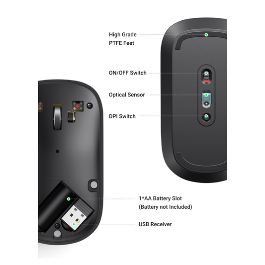 Mouse Inalambrico Ultra-Slim Gris Oscuro UGREEN MU001