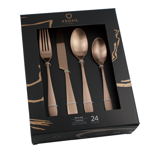 Set Cubiertos 24 Pzas Copper