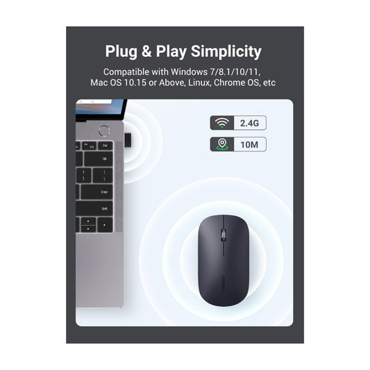 Mouse Inalambrico Ultra-Slim Gris Oscuro UGREEN MU001