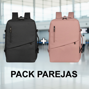 ✈️Combo 2 Mochilas Viaje Viral XL. Premium Travel 36L: 1 Negra + 1 Rosada XL 💧Resistente al Agua Navigator.
