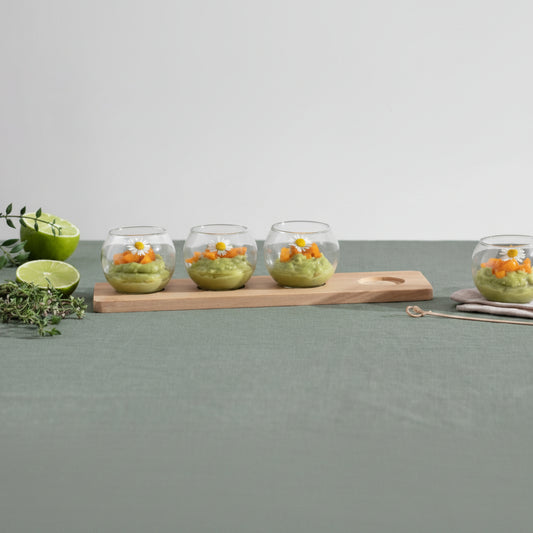 Set De Aperitivo De Bambú Y Vidrio 5 Piezas Secret De Gourmet