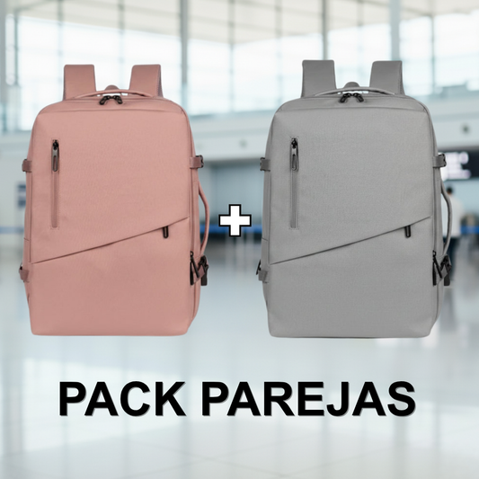 ✈️Combo 2 Mochilas Viaje Viral XL. Premium 36L: 1 Rosada y 1 Gris 💧Resistente al Agua Navigator.