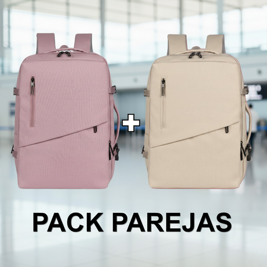 ✈️Combo 2 Mochilas Viaje Viral XL. Premium 36L: 1 Lila y 1 Beige 💧Resistente al Agua Navigator.