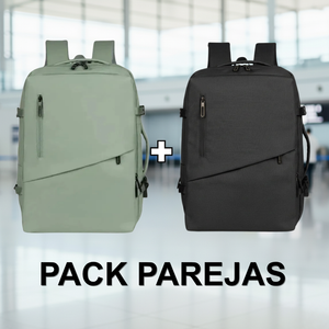 ✈️Combo 2 Mochilas Viaje Viral XL. Premium Travel 36L: 1 Negra y 1 Verde 💧Resistente al Agua Navigator.