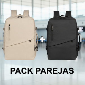 ✈️Combo 2 Mochilas Viaje Viral XL. Premium Travel 36L: 1 Negra y 1 Beige 💧Resistente al Agua Navigator.