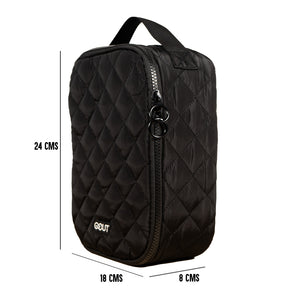 Combo Banano Silicona Celeste y Organizador de Viaje Cosmetiquero 24cm x 18cm Gout Negro