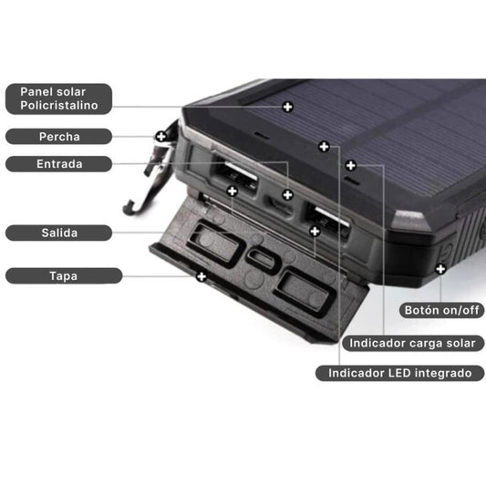 Batería Externa Power Bank Solar 10.000 mAh Pro Outdoor