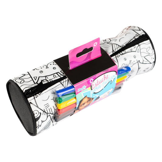 Estuche Negro de Tela Para Colorear