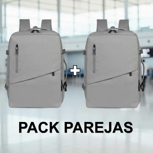 ✈️Combo 2 Mochilas Viaje Viral XL. Premium 36L: 2 Grises 💧Resistente al Agua Navigator.