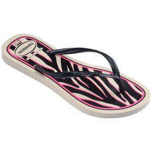 Havaiana Slim Animals Beige/Dark/Grey Metallic Fucsia Mujer Sandalia