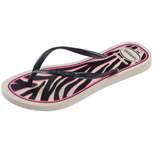 Havaiana Slim Animals Beige/Dark/Grey Metallic Fucsia Mujer Sandalia