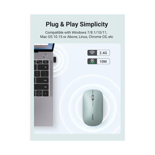 Mouse Inalambrico Ultra-Slim Verde Claro UGREEN MU001
