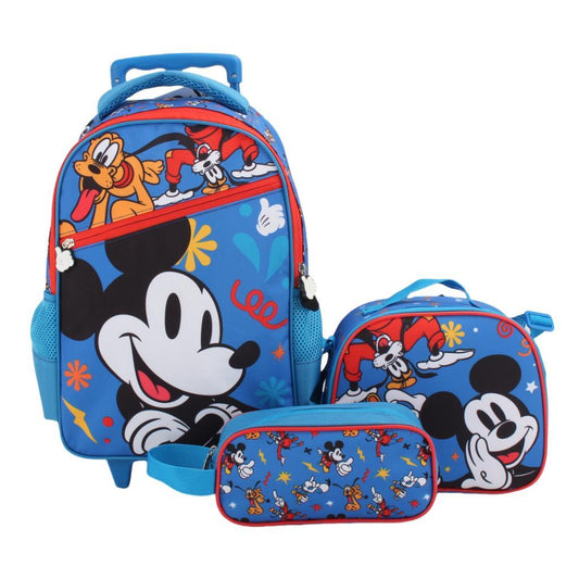 Set Promo Back To School Con Ruedas 3 Piezas Mickey Mouse