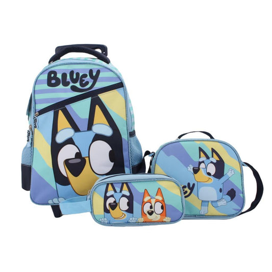 Set Promo Back To School Con Ruedas 3 Piezas Bluey