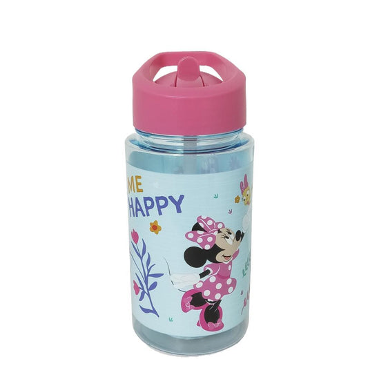 Combo 4 Botellas Infantil 500ML con Bombilla Hello Kitty, Minnie, Mickey, Hot Wheels