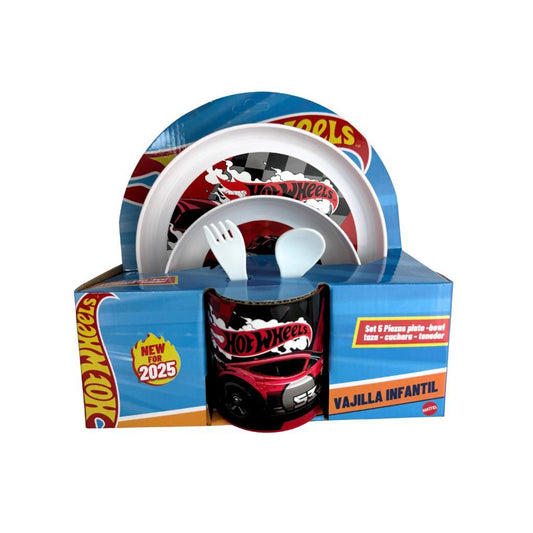 Set Vajillería Infantil 5 Piezas Hot Wheels