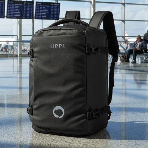 Mochila Viaje Viral 45L. Resistente al Agua. Kippi Negro